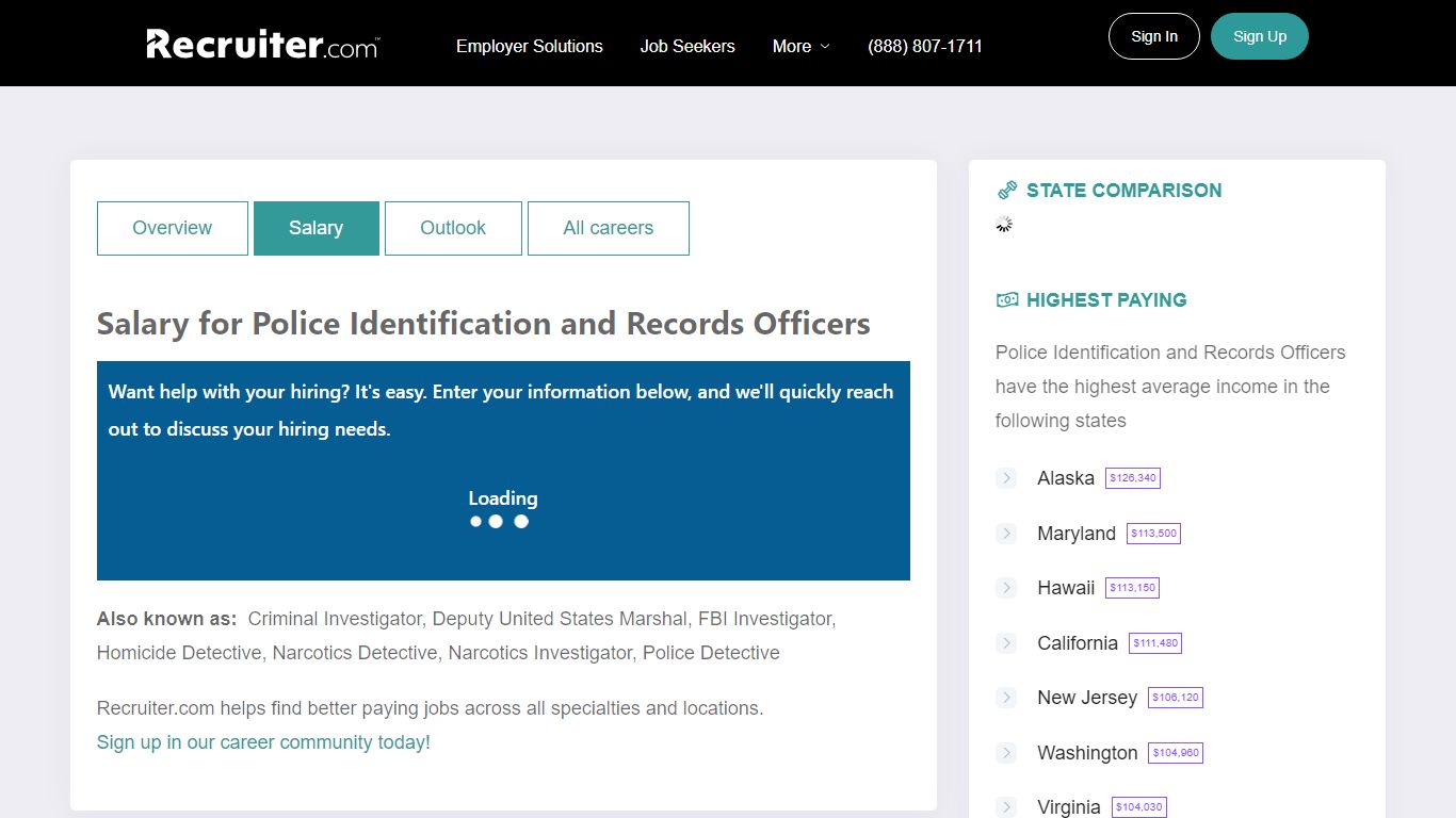 Police Identification or Records Officer Salary for 2021-2022